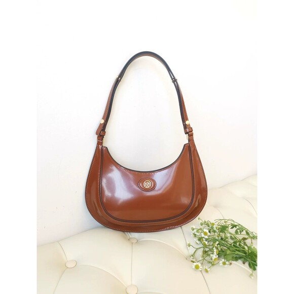 Tory Burch Handbags - Robinson Spazzolato Convertible Crescent Bag